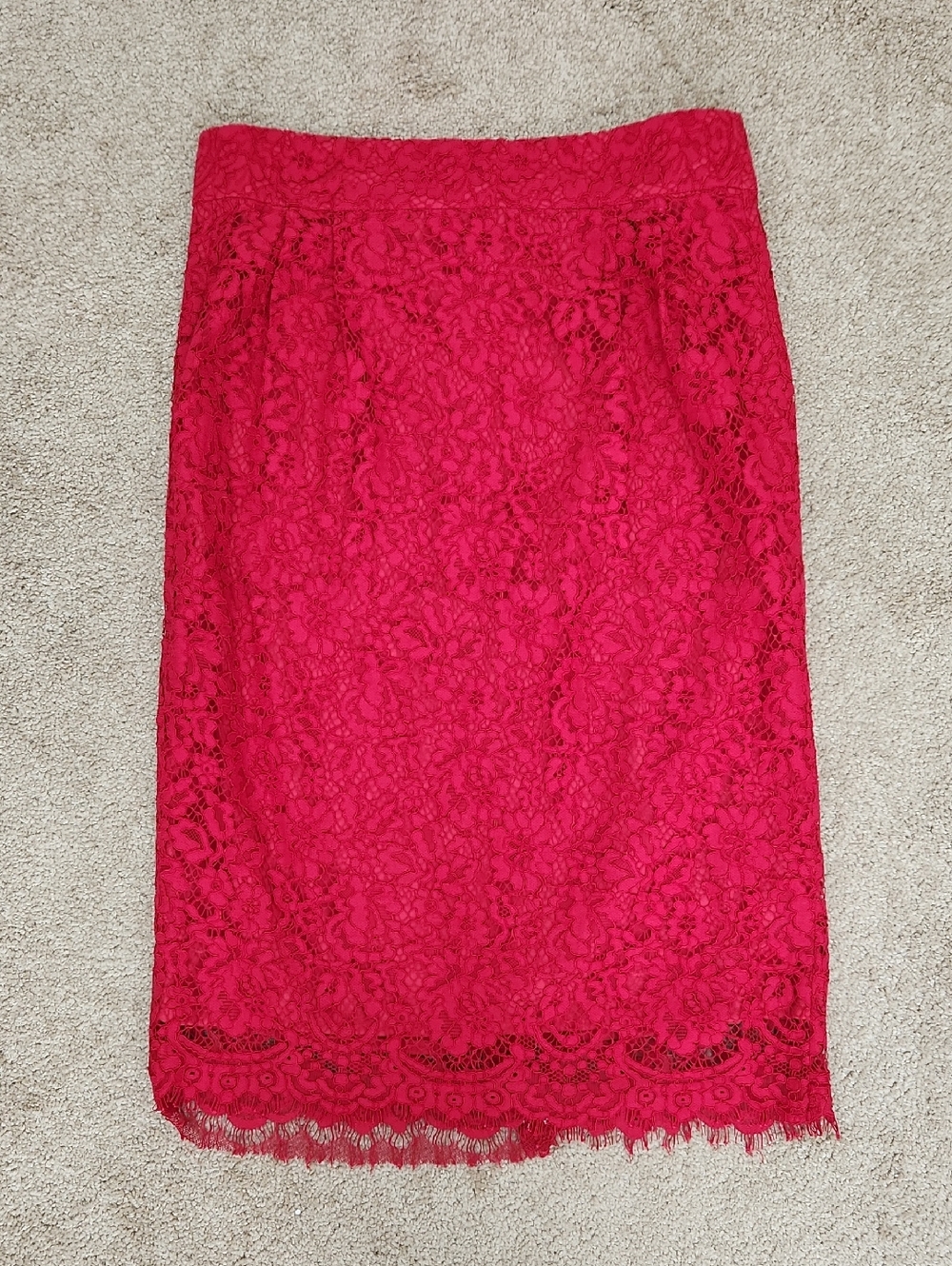 NWT J Crew Red Floral Lace Pencil Skirt 10 Romantic Date Night